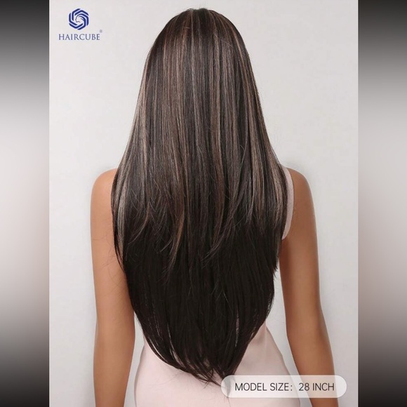 HAIRCUBE Black Long Straight Wigs For Women, Natural Black Synthetic Wig - Picture 4 of 4